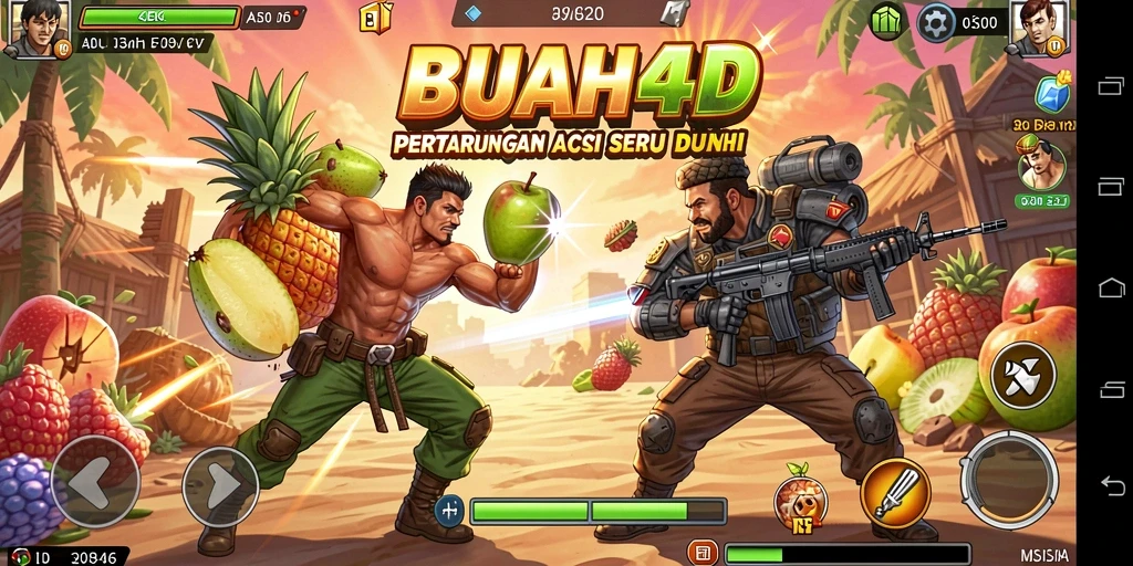 Tangkapan layar menunjukkan aksi mendebarkan dalam permainan BUAH4D.