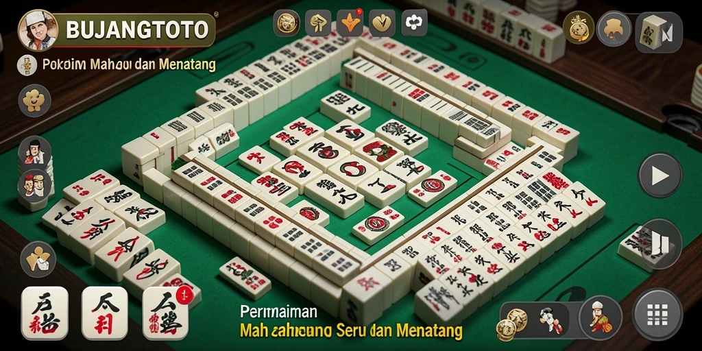 Tampilan permainan Mahjong yang menegangkan dan penuh warna.