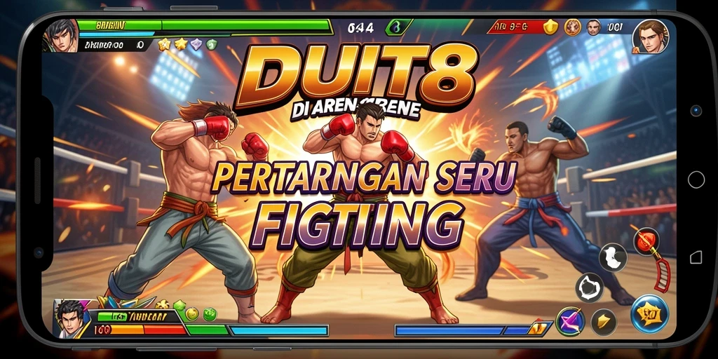 Tampilan aksi seru dalam pertarungan game Fighting DUIT8.