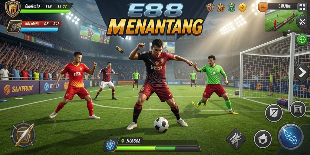 Tampilan gameplay menarik dari E88 saat pertandingan olahraga berlangsung.
