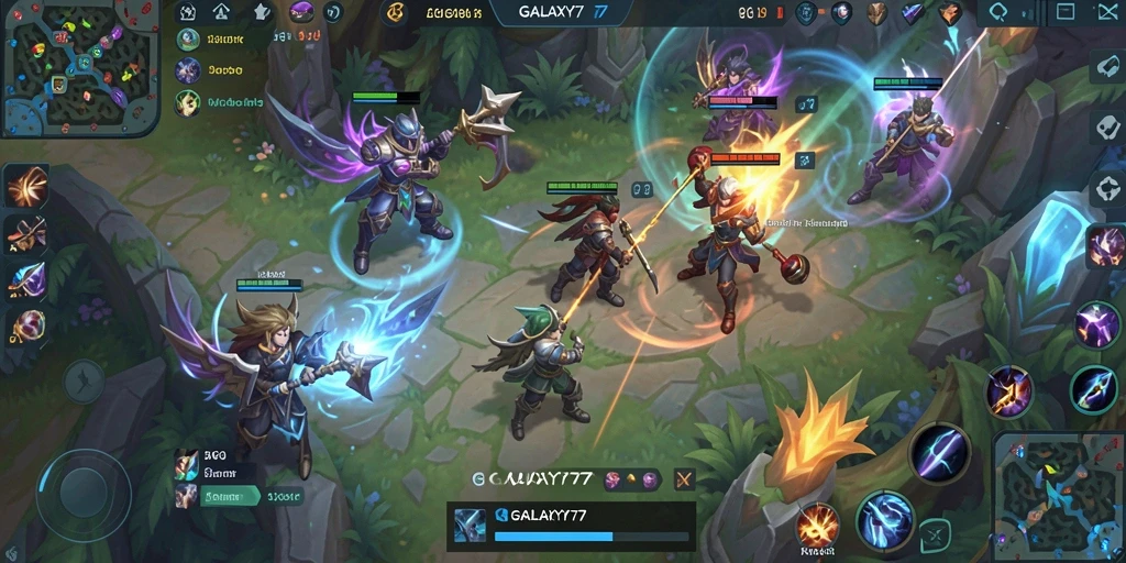 Tampilan aksi epik dalam permainan MOBA GALAXY77 yang menarik.