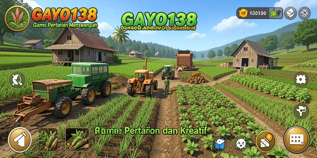 Screenshot GAYO138 menampilkan aktivitas bertani yang menyenangkan.