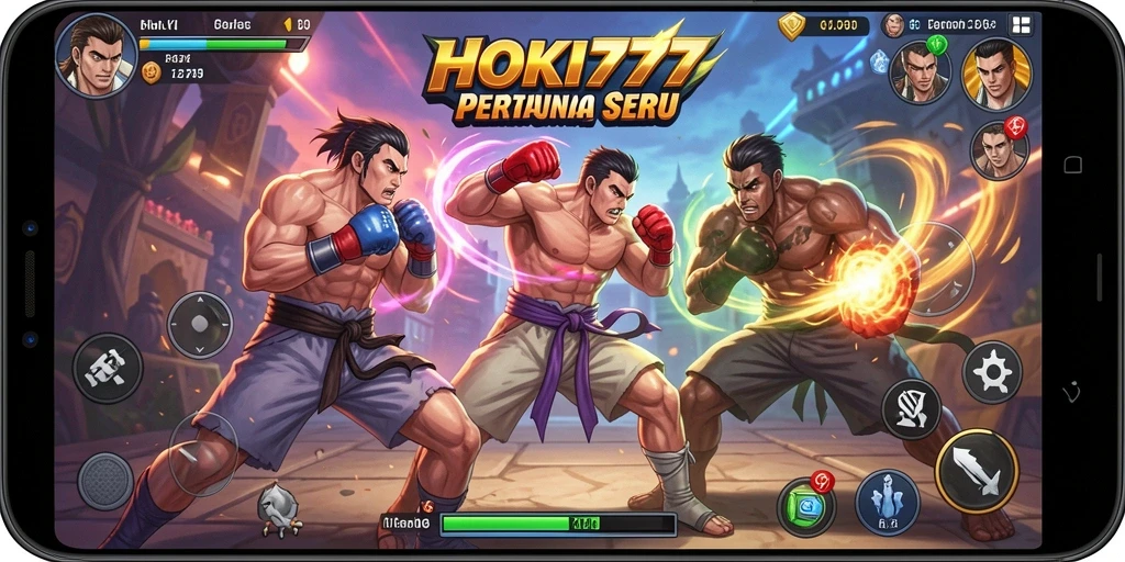 Screenshot HOKI777 menampilkan pertarungan seru antara karakter-karakter kuat.