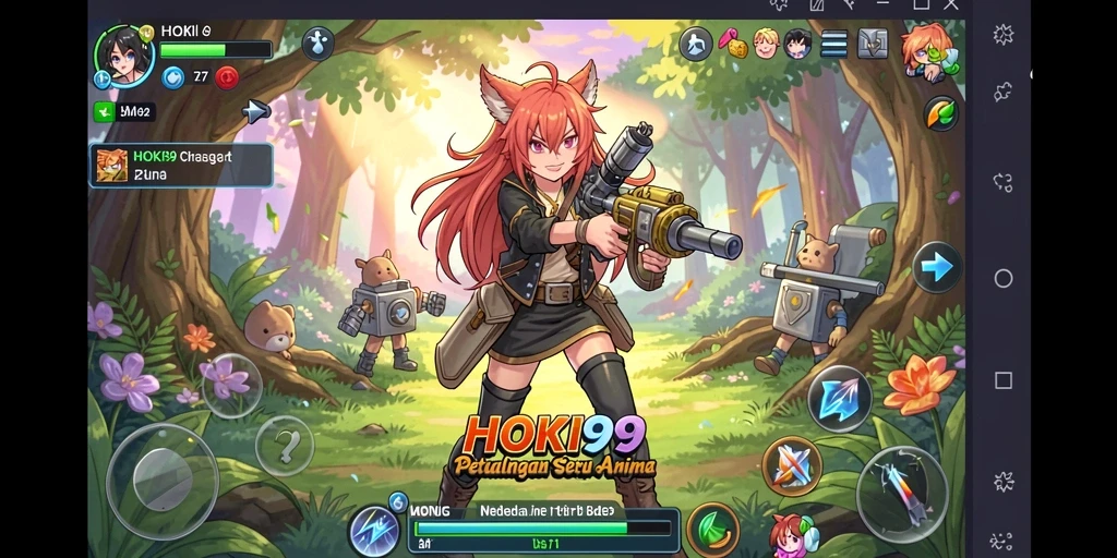 Screenshot HOKI99 menunjukkan karakter anime beraksi di medan perang.