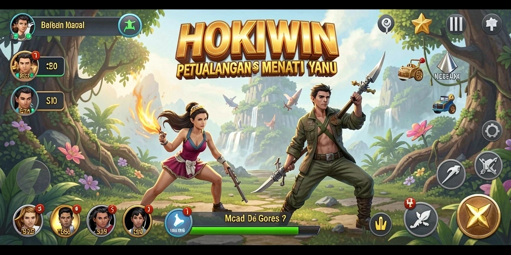 Screenshot HOKIWIN menampilkan aksi seru dalam dunia petualangan.