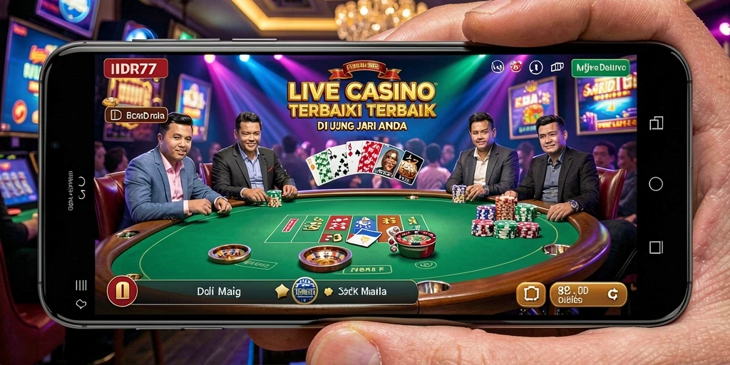 Tampilan gameplay Live Casino yang mendebarkan di IDR77.