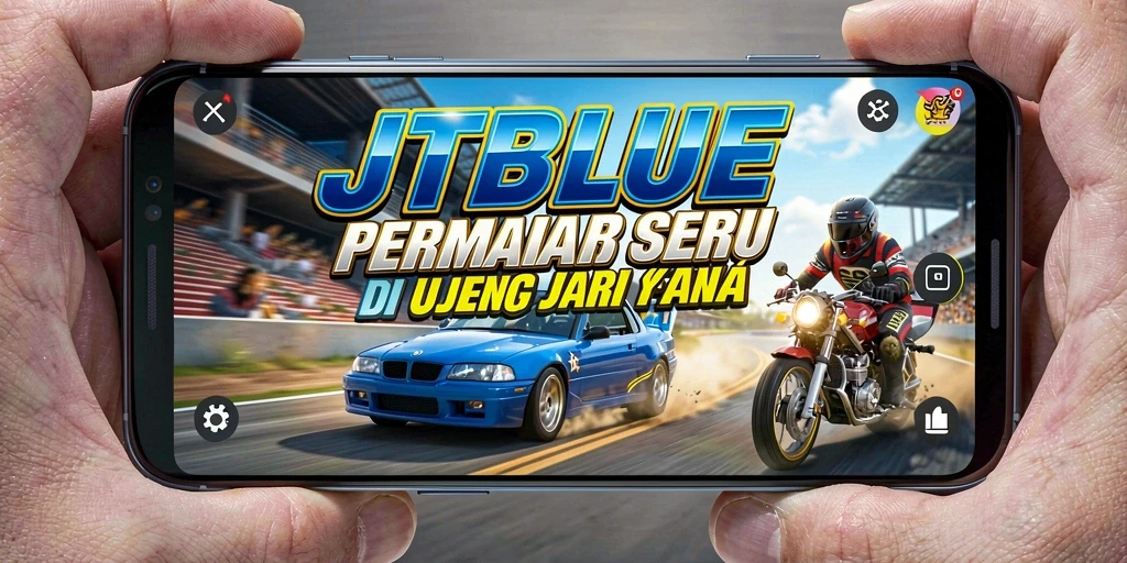 Tampilan gameplay JTBLUE yang eksplosif dan mendebarkan saat balapan.