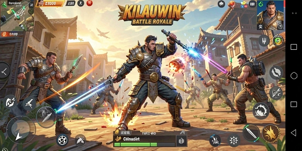 Menampilkan aksi intens dalam permainan Battle Royale KILAUWIN.