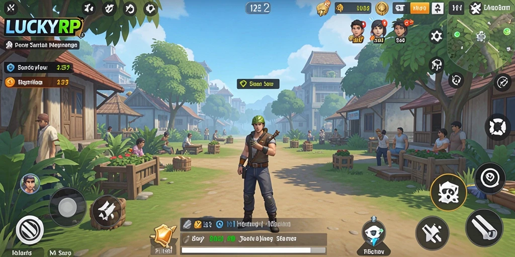 Tampilan gameplay LUCKYRP yang ceria dan penuh warna.