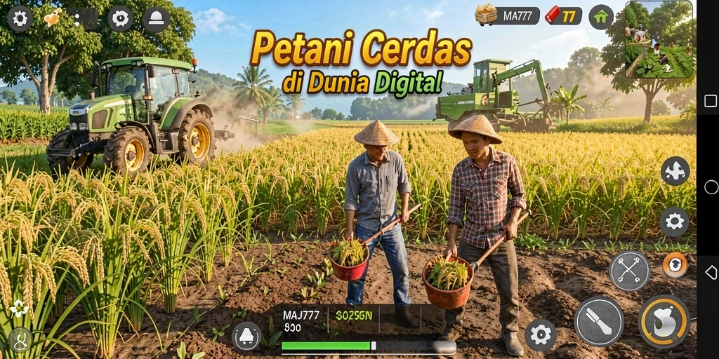 Tangkapan layar gameplay <strong>MAJ777</strong> menunjukkan keseruan bertani di ladang virtual.