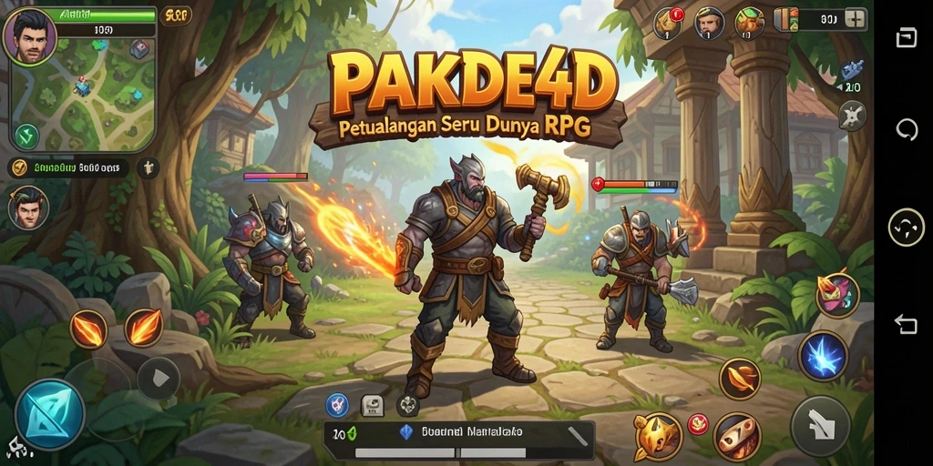 Tangkapan layar permainan PAKDE4D menampilkan karakter beraksi dalam pertarungan RPG yang seru.