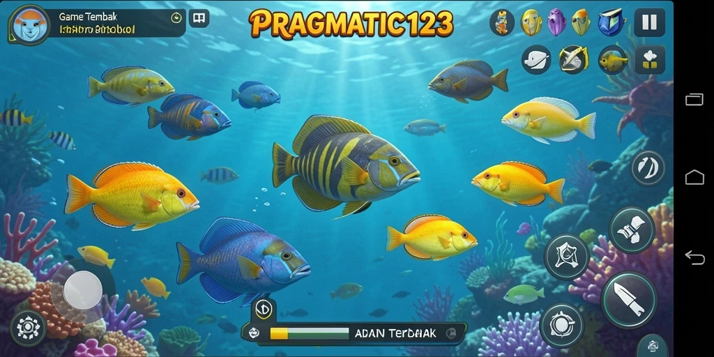 Menampilkan aksi seru dalam gameplay Tembak Ikan.