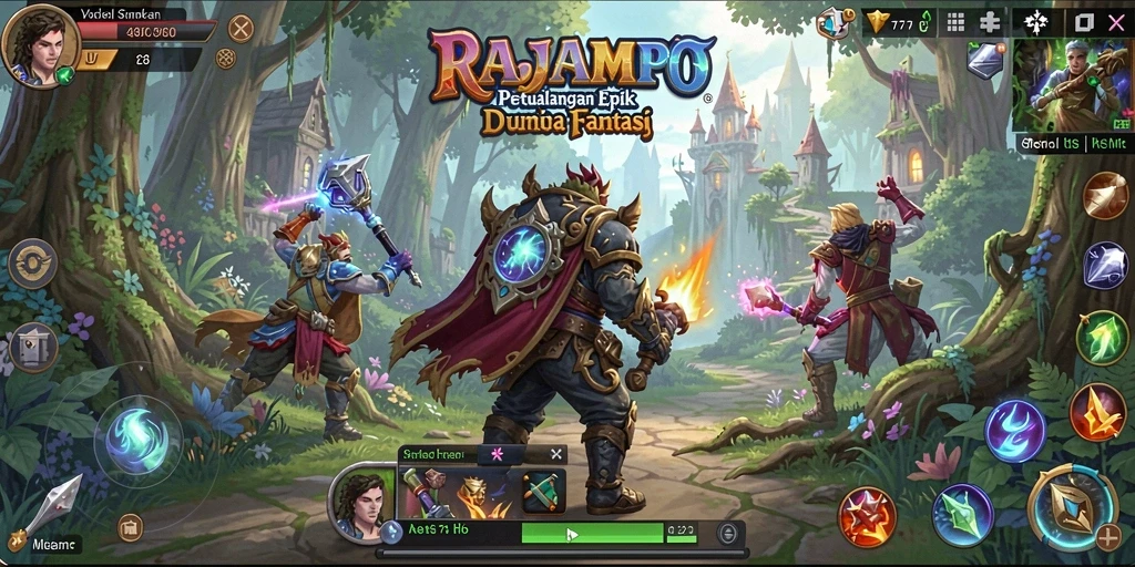 Tampilan gameplay RAJAMPO yang menawan dengan pertarungan seru.