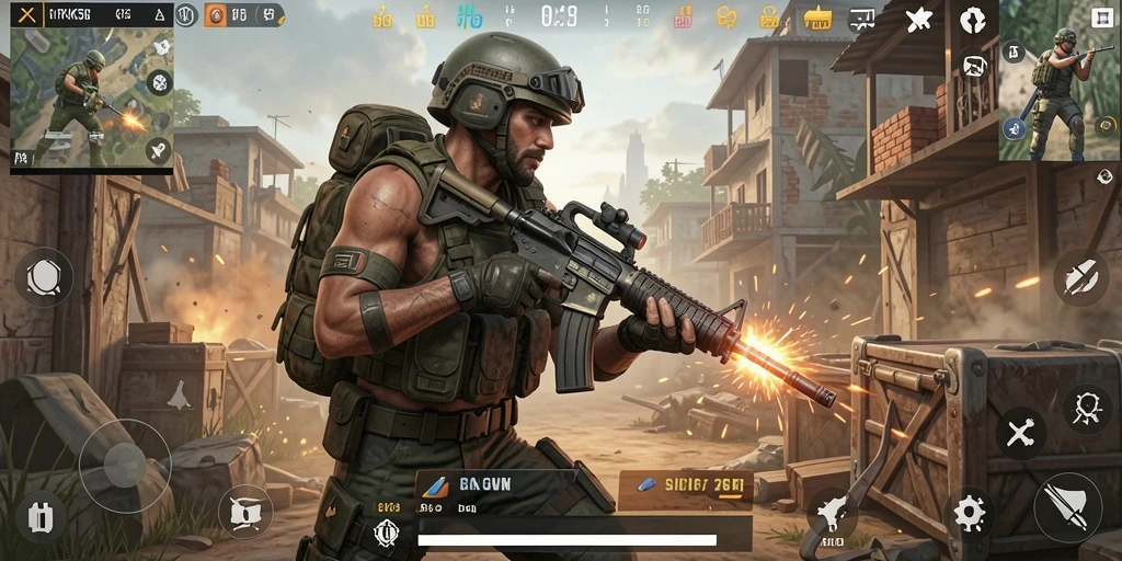 Screenshot RK55 menampilkan aksi pertempuran yang mendebarkan di permainan Battle Royale.