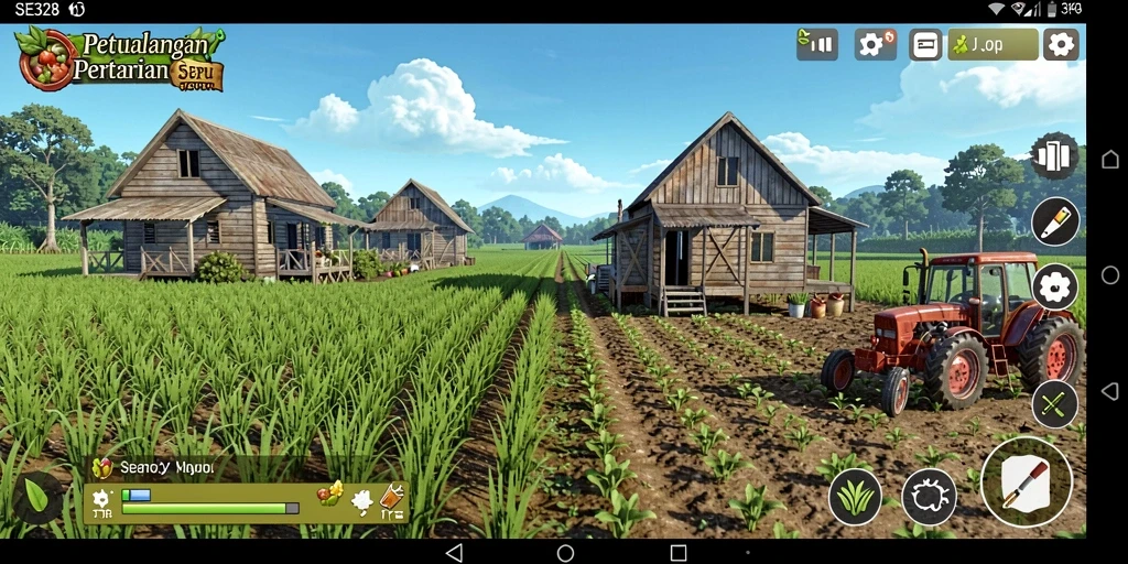 Tampilan gameplay SE328 yang menakjubkan dengan pertanian yang subur.