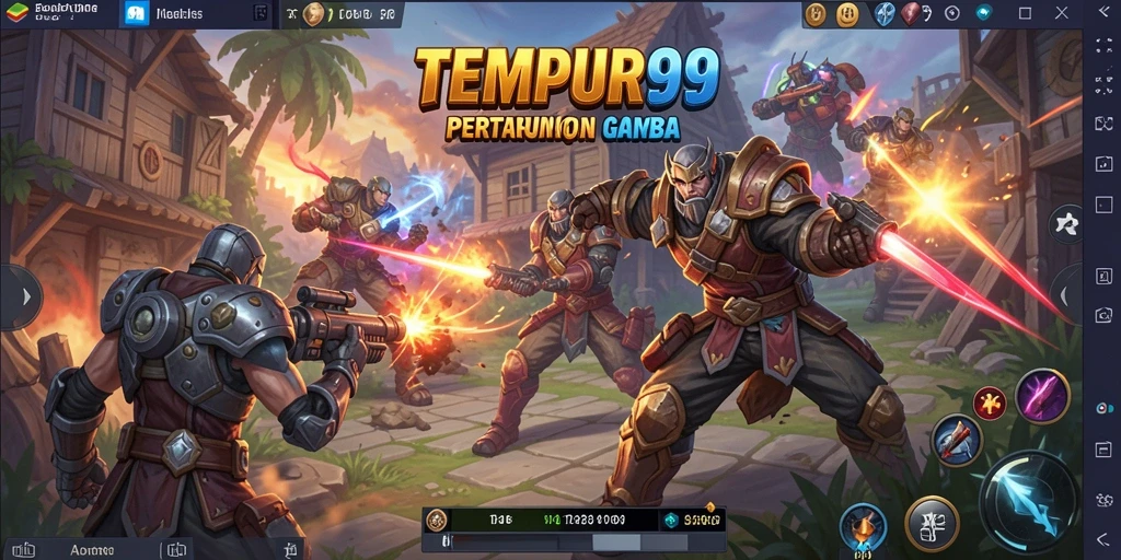 Screenshot TEMPUR99 menampilkan aksi seru dari pertempuran MOBA.